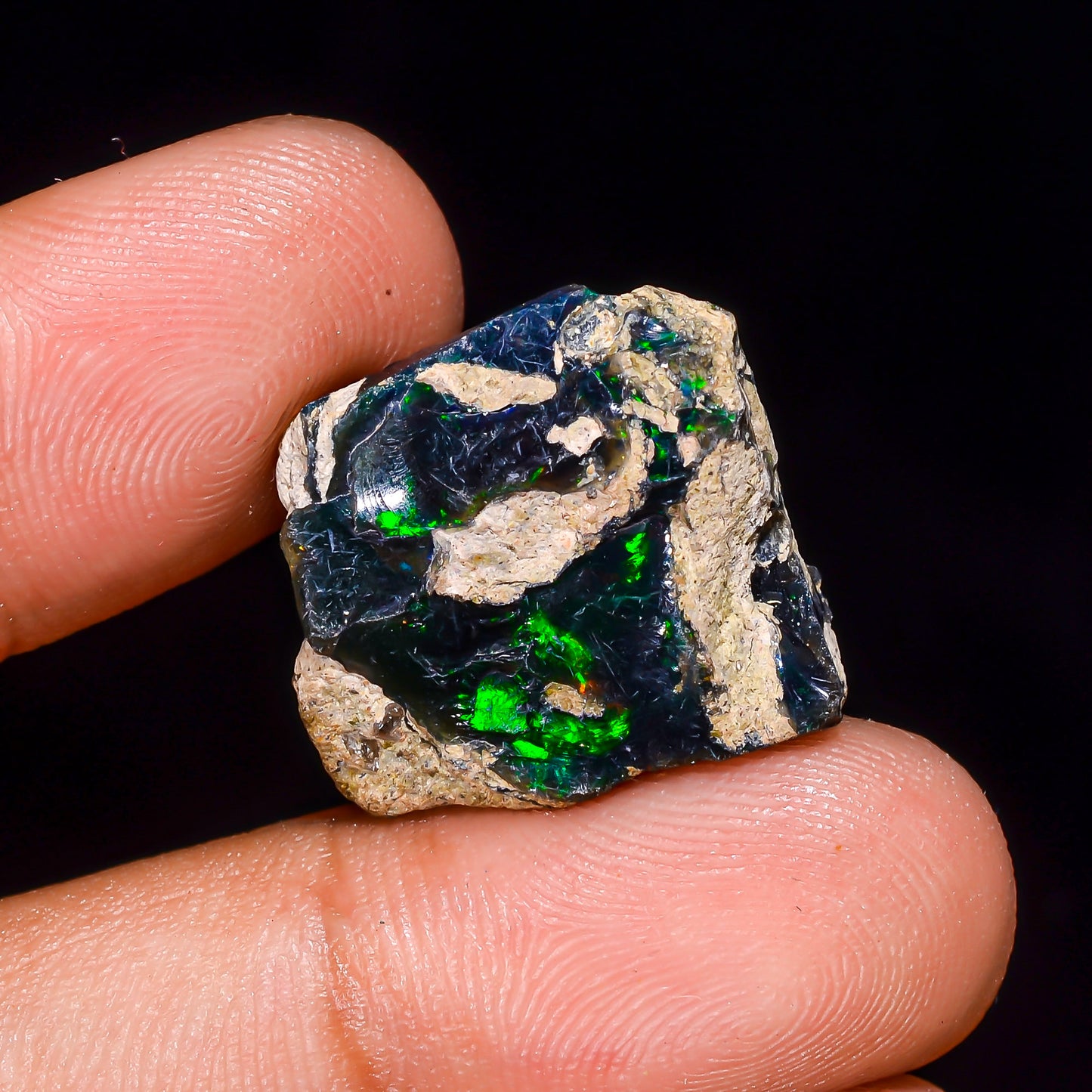 Black Opal 11.5 Carats | Natural Black Ethiopian Opal Rough - Ready for Cutting & Jewelry