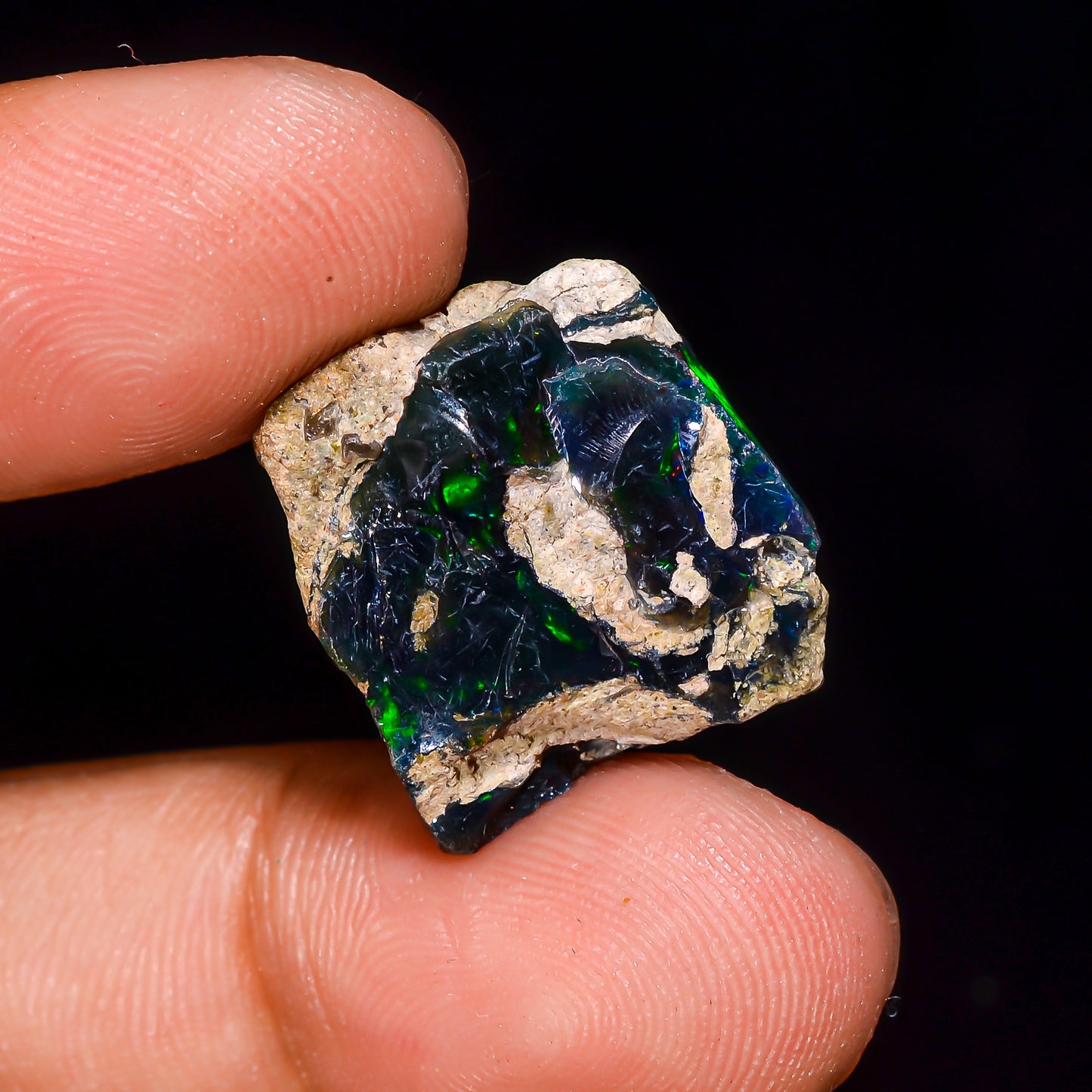 Black Opal 11.5 Carats | Natural Black Ethiopian Opal Rough - Ready for Cutting & Jewelry
