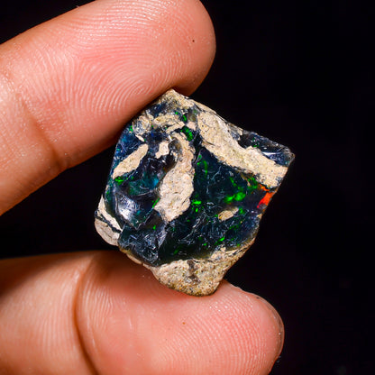 Black Opal 11.5 Carats | Natural Black Ethiopian Opal Rough - Ready for Cutting & Jewelry