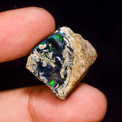 Black Opal 11.5 Carats | Natural Black Ethiopian Opal Rough - Ready for Cutting & Jewelry
