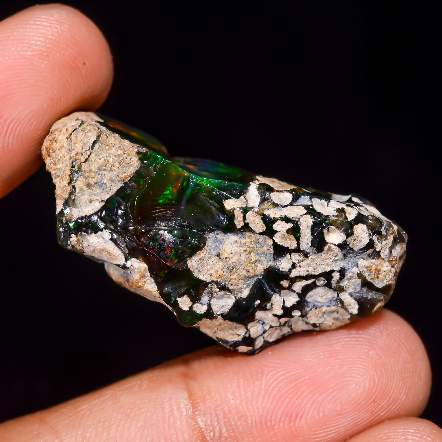 Black Opal 37.5 Carats | Natural Black Ethiopian Opal Rough - Ready for Cutting & Jewelry