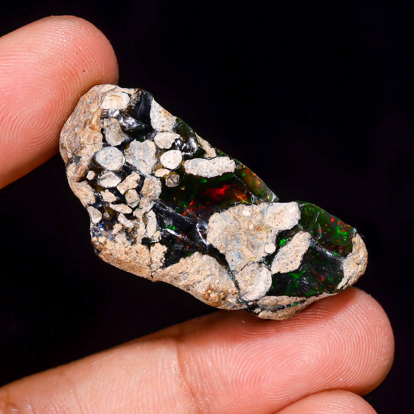 Black Opal 37.5 Carats | Natural Black Ethiopian Opal Rough - Ready for Cutting & Jewelry