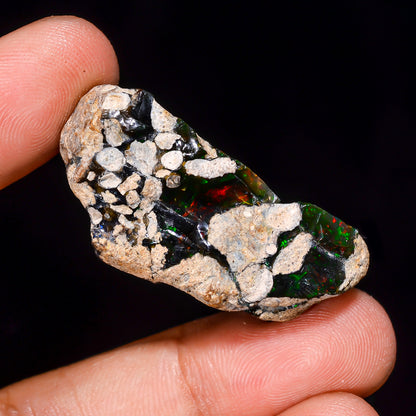 Black Opal 37.5 Carats | Natural Black Ethiopian Opal Rough - Ready for Cutting & Jewelry