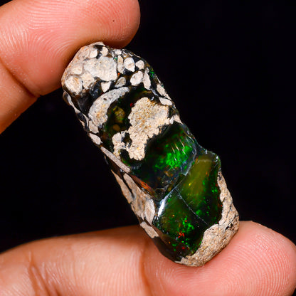 Black Opal 37.5 Carats | Natural Black Ethiopian Opal Rough - Ready for Cutting & Jewelry