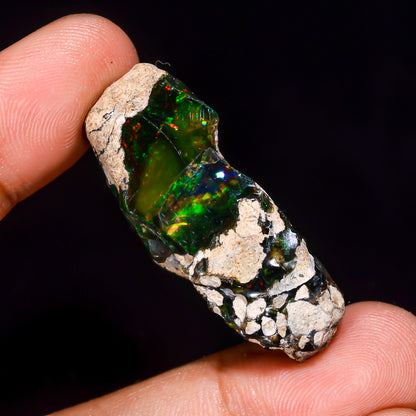 Black Opal 37.5 Carats | Natural Black Ethiopian Opal Rough - Ready for Cutting & Jewelry