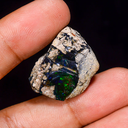 Black Opal 23.00 Carats | Natural Black Ethiopian Opal Rough - Ready for Cutting & Jewelry