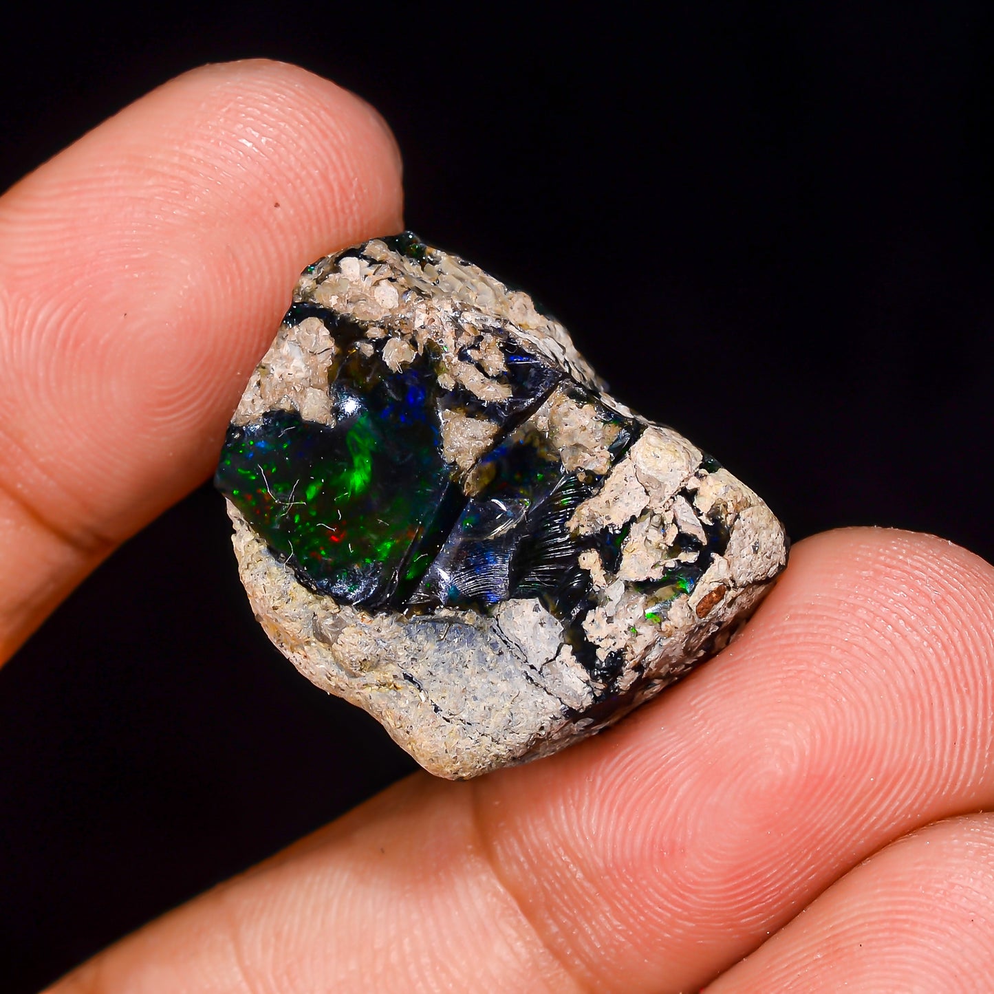 Black Opal 23.00 Carats | Natural Black Ethiopian Opal Rough - Ready for Cutting & Jewelry