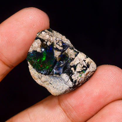 Black Opal 23.00 Carats | Natural Black Ethiopian Opal Rough - Ready for Cutting & Jewelry