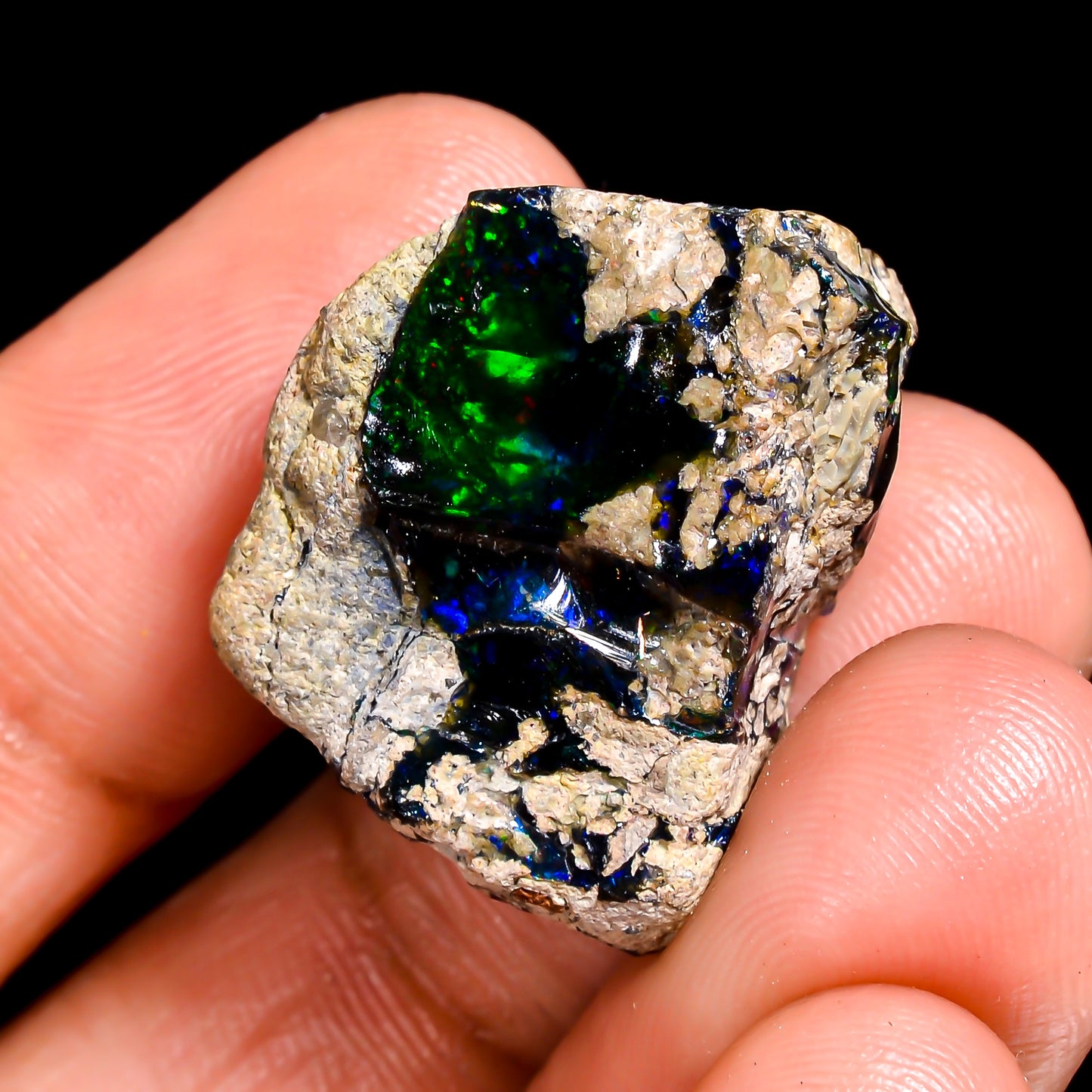 Black Opal 23.00 Carats | Natural Black Ethiopian Opal Rough - Ready for Cutting & Jewelry