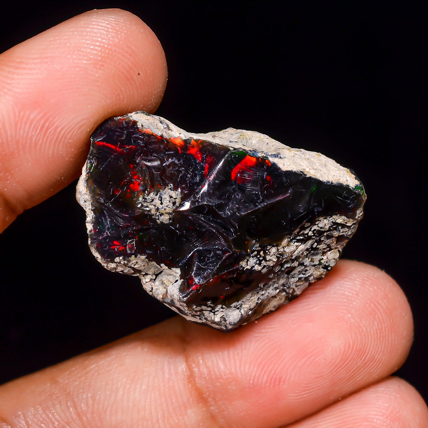 Black Opal 24.5 Carats | Natural Black Ethiopian Opal Rough - Ready for Cutting & Jewelry