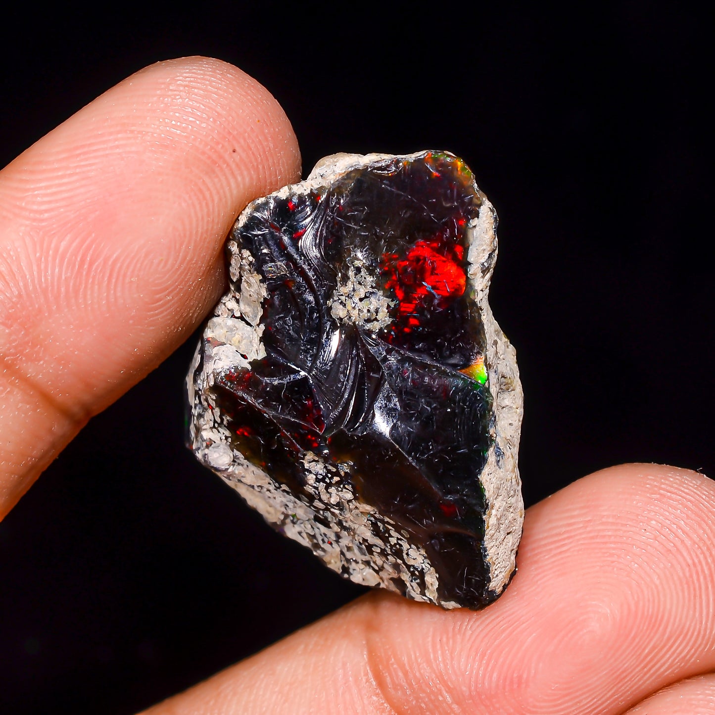 Black Opal 24.5 Carats | Natural Black Ethiopian Opal Rough - Ready for Cutting & Jewelry