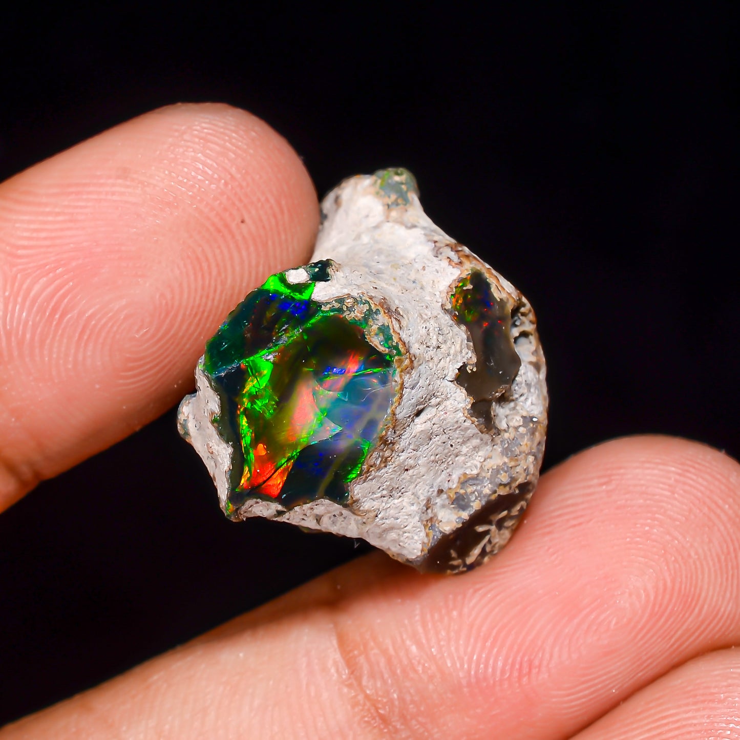 Black Opal 22.00 Carats | Natural Black Ethiopian Opal Rough - Ready for Cutting & Jewelry