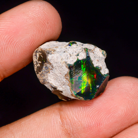 Black Opal 22.00 Carats | Natural Black Ethiopian Opal Rough - Ready for Cutting & Jewelry
