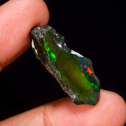 Black Opal 22.00 Carats | Natural Black Ethiopian Opal Rough - Ready for Cutting & Jewelry