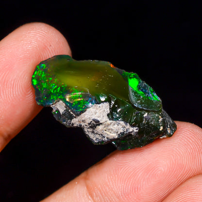Black Opal 22.00 Carats | Natural Black Ethiopian Opal Rough - Ready for Cutting & Jewelry