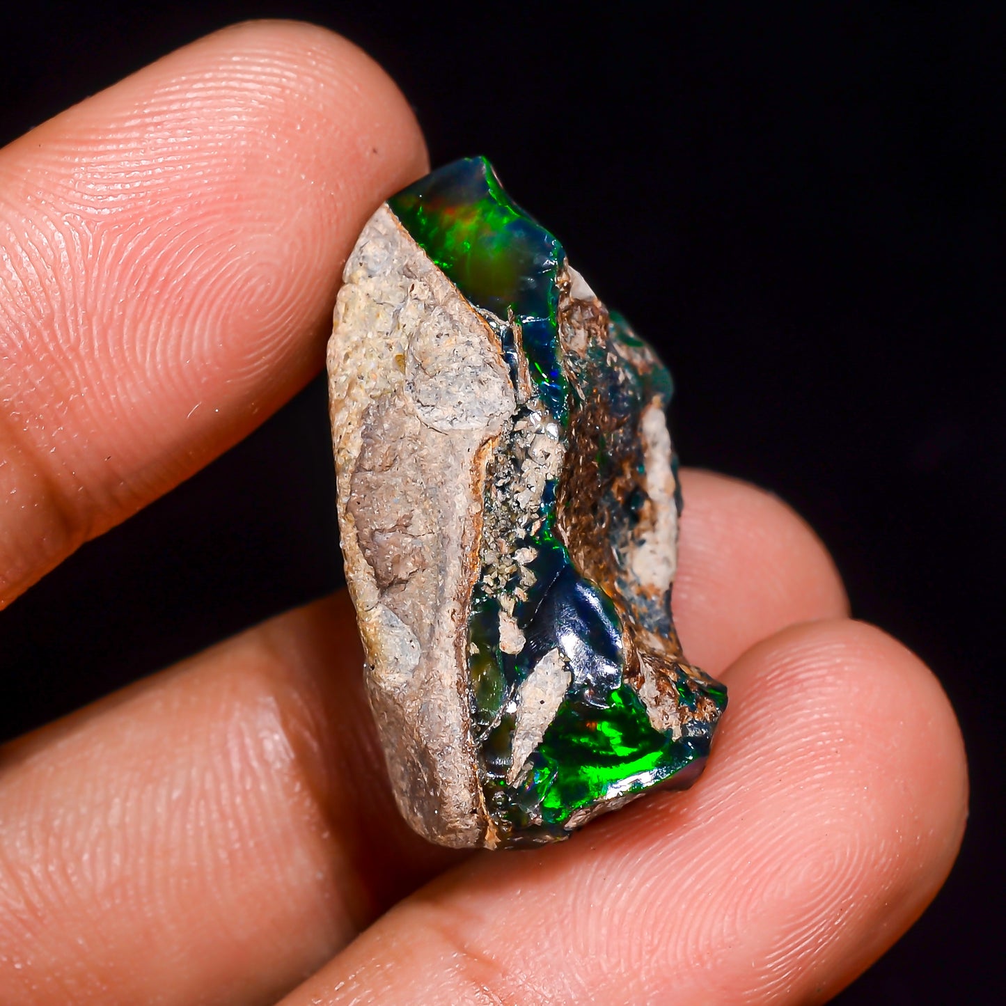 Black Opal 22.00 Carats | Natural Black Ethiopian Opal Rough - Ready for Cutting & Jewelry