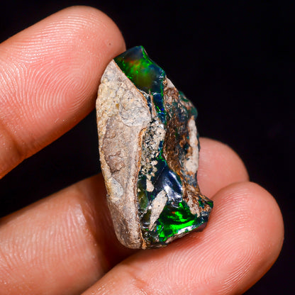 Black Opal 22.00 Carats | Natural Black Ethiopian Opal Rough - Ready for Cutting & Jewelry