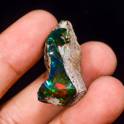 Black Opal 22.00 Carats | Natural Black Ethiopian Opal Rough - Ready for Cutting & Jewelry