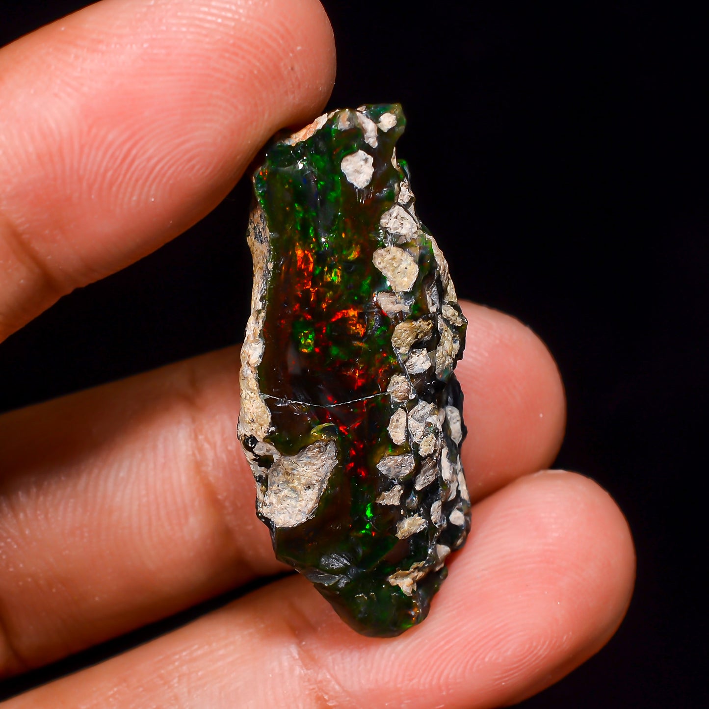 Black Opal 25.00 Carats | Natural Black Ethiopian Opal Rough - Ready for Cutting & Jewelry