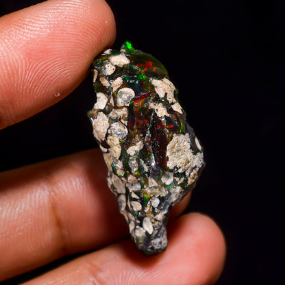 Black Opal 25.00 Carats | Natural Black Ethiopian Opal Rough - Ready for Cutting & Jewelry