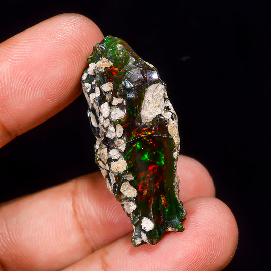 Black Opal 25.00 Carats | Natural Black Ethiopian Opal Rough - Ready for Cutting & Jewelry