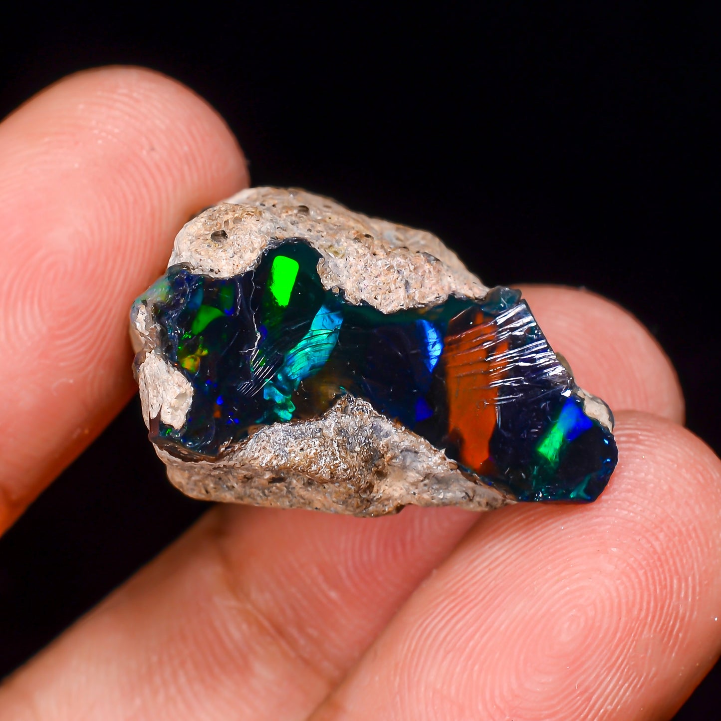 Black Opal 22.00 Carats | Natural Black Ethiopian Opal Rough - Ready for Cutting & Jewelry