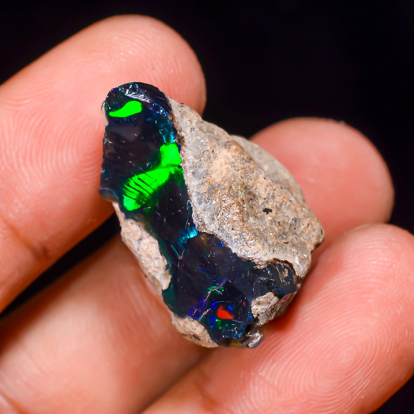 Black Opal 22.00 Carats | Natural Black Ethiopian Opal Rough - Ready for Cutting & Jewelry