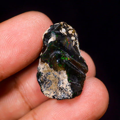 Black Opal 14.00 Carats | Natural Black Ethiopian Opal Rough - Ready for Cutting & Jewelry