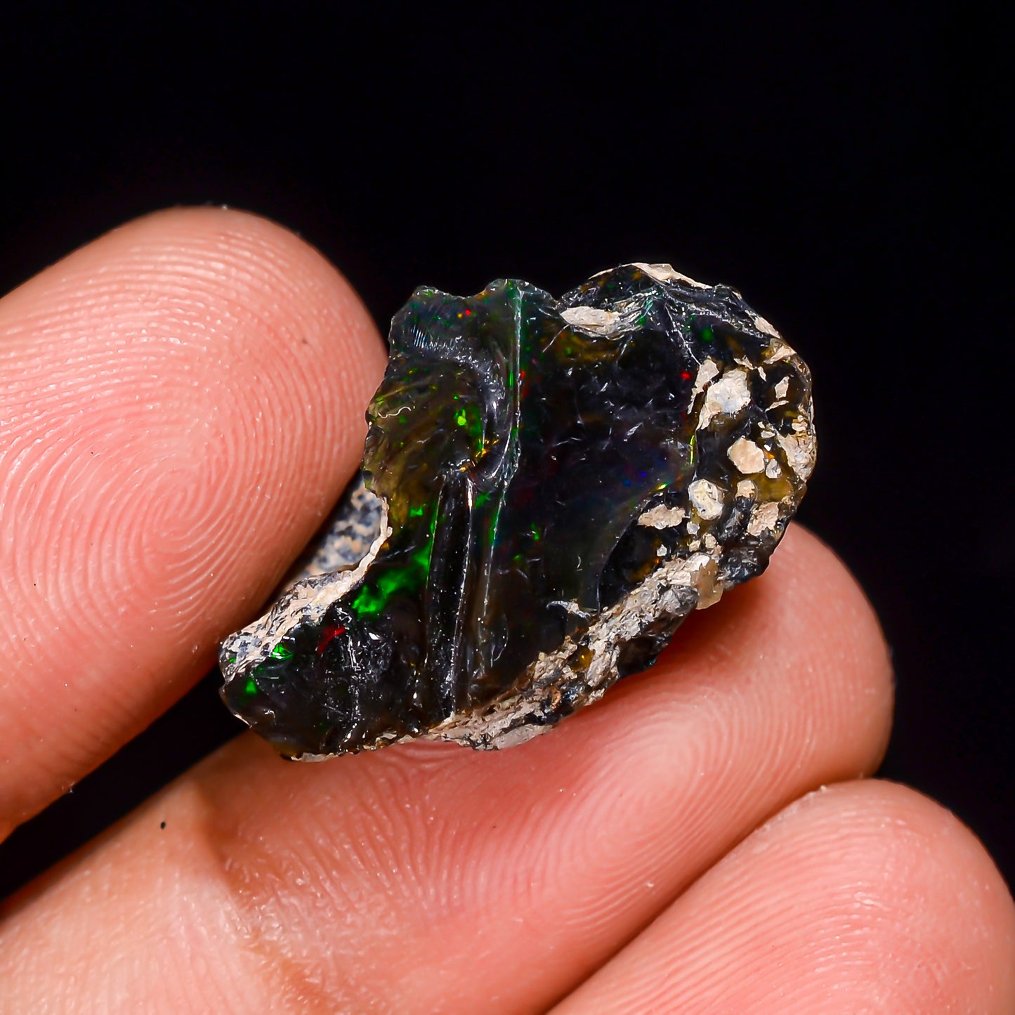 Black Opal 14.00 Carats | Natural Black Ethiopian Opal Rough - Ready for Cutting & Jewelry