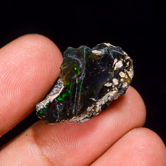 Black Opal 14.00 Carats | Natural Black Ethiopian Opal Rough - Ready for Cutting & Jewelry
