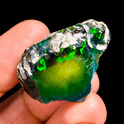Black Opal 33.00 Carats | Natural Black Ethiopian Opal Rough - Ready for Cutting & Jewelry