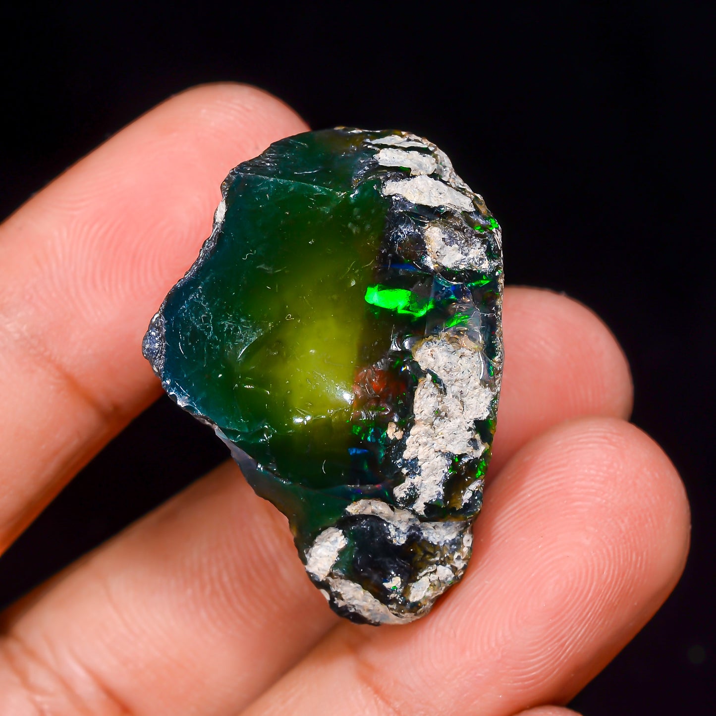 Black Opal 33.00 Carats | Natural Black Ethiopian Opal Rough - Ready for Cutting & Jewelry