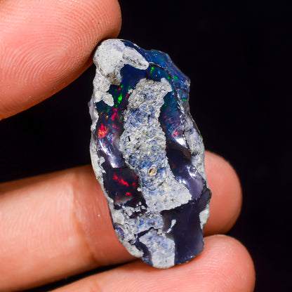 Black Opal 19.00 Carats | Natural Black Ethiopian Opal Rough - Ready for Cutting & Jewelry