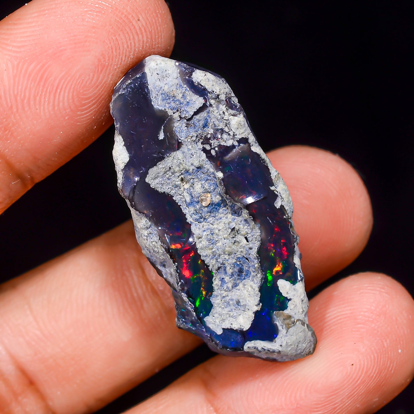 Black Opal 19.00 Carats | Natural Black Ethiopian Opal Rough - Ready for Cutting & Jewelry