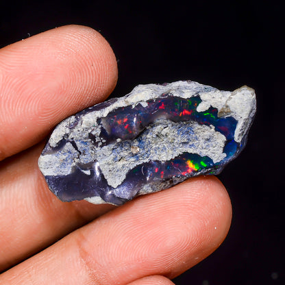 Black Opal 19.00 Carats | Natural Black Ethiopian Opal Rough - Ready for Cutting & Jewelry