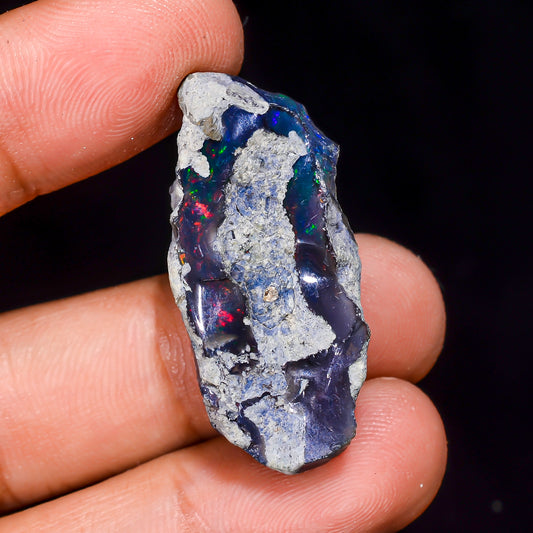 Black Opal 19.00 Carats | Natural Black Ethiopian Opal Rough - Ready for Cutting & Jewelry