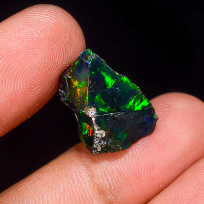 Black Opal 8.00 Carats | Natural Black Ethiopian Opal Rough - Ready for Cutting & Jewelry