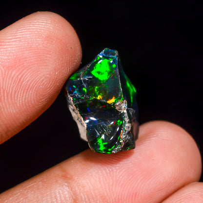 Black Opal 8.00 Carats | Natural Black Ethiopian Opal Rough - Ready for Cutting & Jewelry