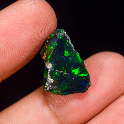 Black Opal 8.00 Carats | Natural Black Ethiopian Opal Rough - Ready for Cutting & Jewelry