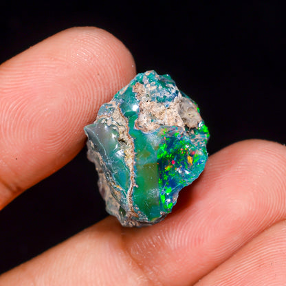 Black Opal 13.00 Carats | Natural Black Ethiopian Opal Rough - Ready for Cutting & Jewelry