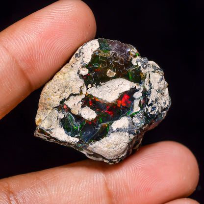 Black Opal 37.5 Carats | Natural Black Ethiopian Opal Rough - Ready for Cutting & Jewelry