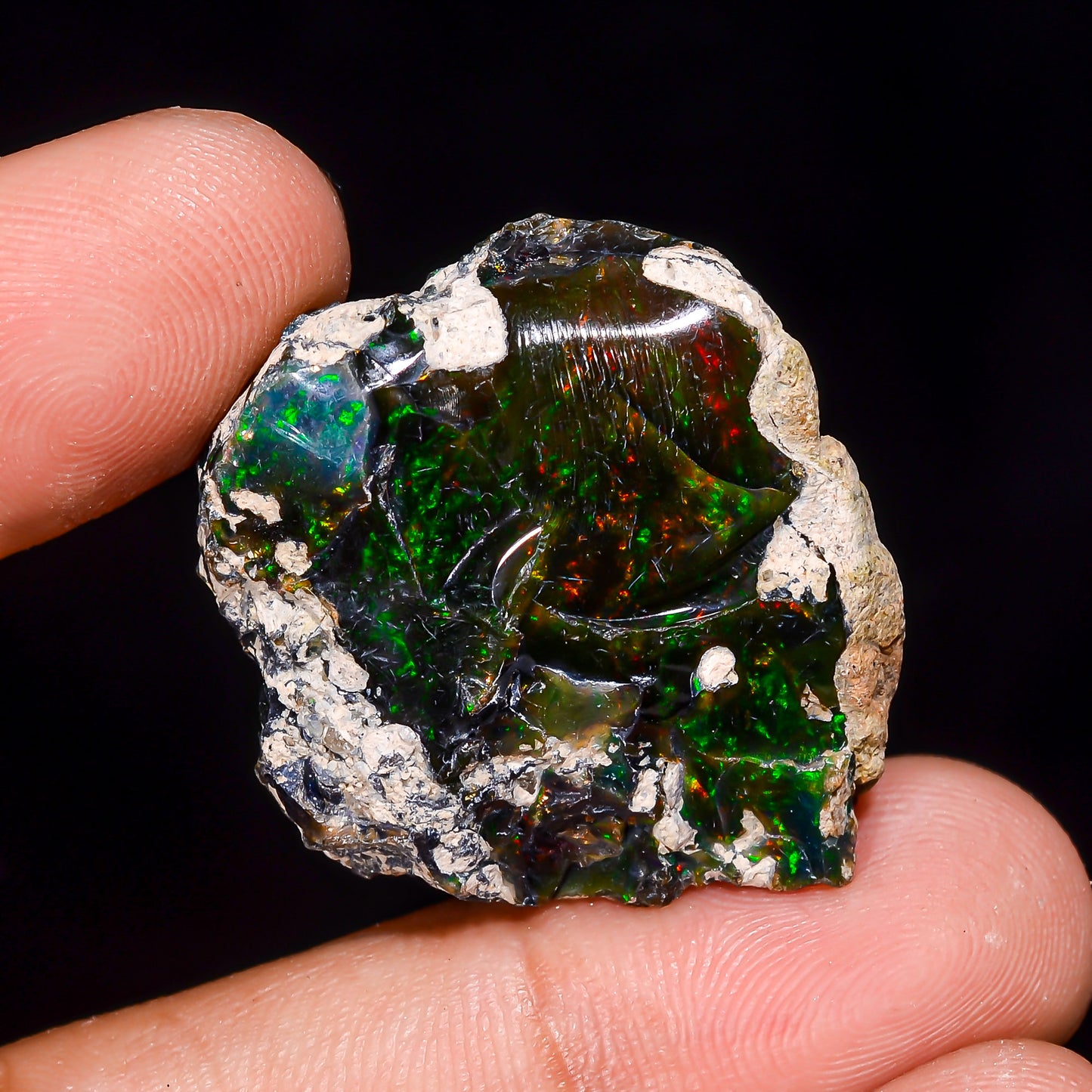 Black Opal 37.5 Carats | Natural Black Ethiopian Opal Rough - Ready for Cutting & Jewelry