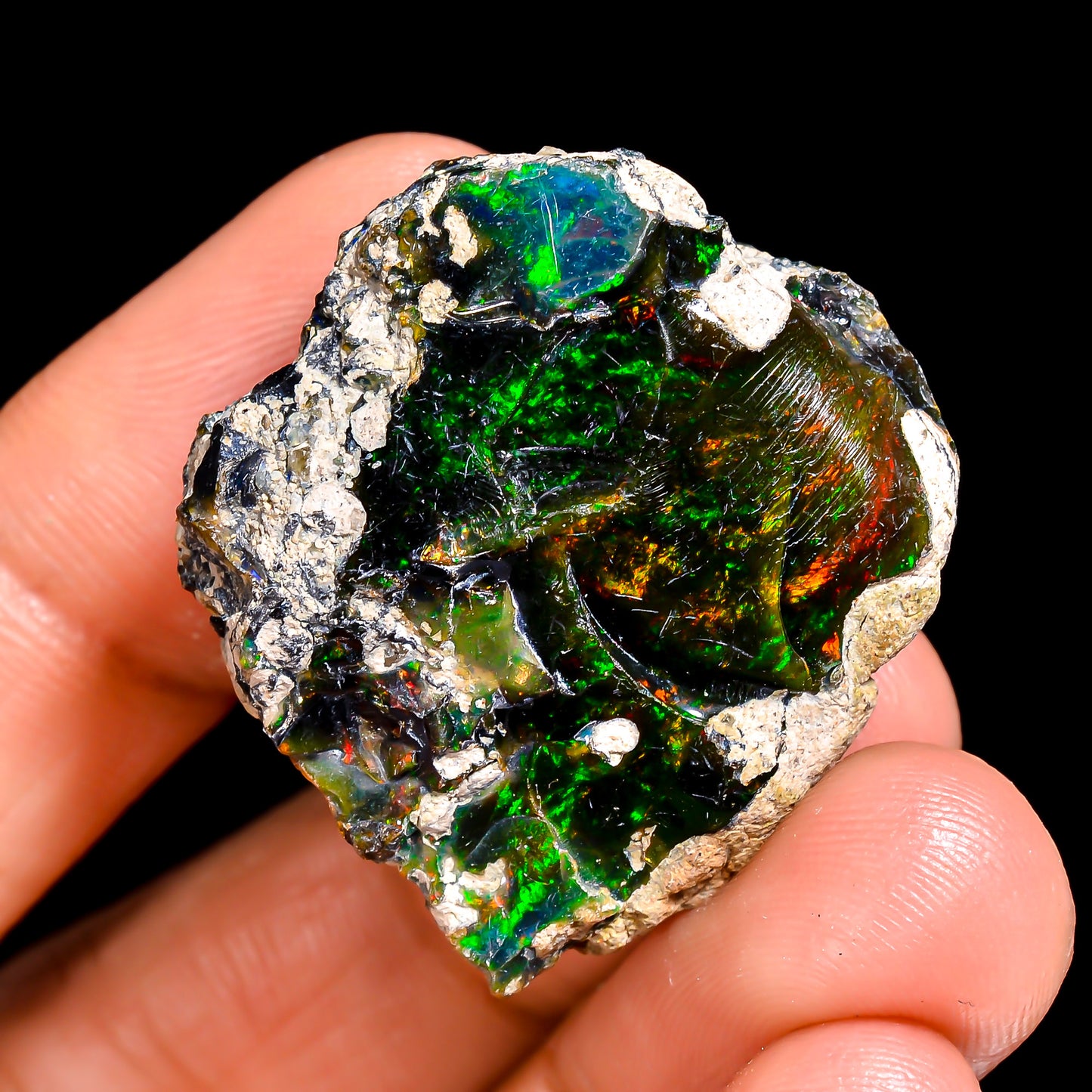 Black Opal 37.5 Carats | Natural Black Ethiopian Opal Rough - Ready for Cutting & Jewelry