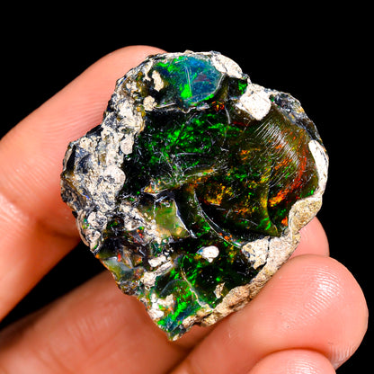 Black Opal 37.5 Carats | Natural Black Ethiopian Opal Rough - Ready for Cutting & Jewelry