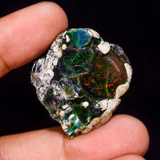 Black Opal 37.5 Carats | Natural Black Ethiopian Opal Rough - Ready for Cutting & Jewelry