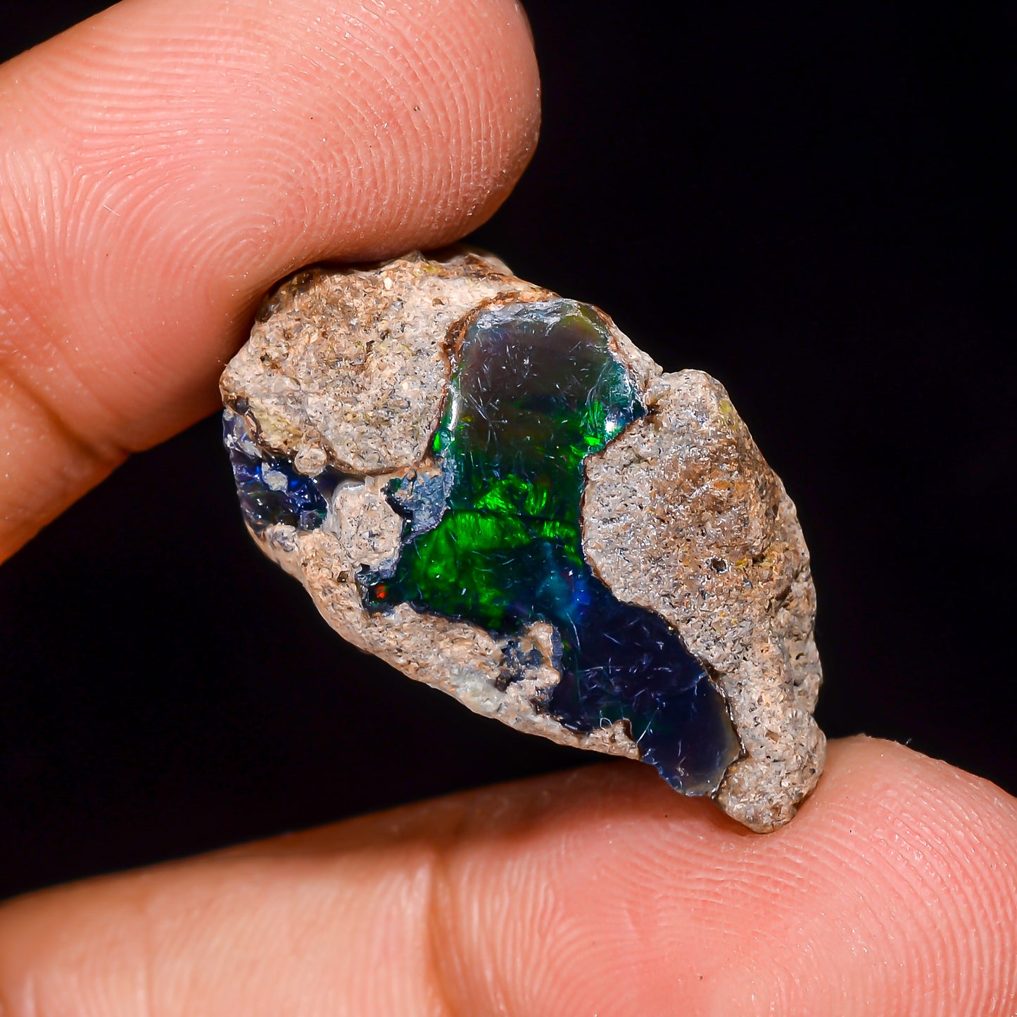 Black Opal 16.00 Carats | Natural Black Ethiopian Opal Rough - Ready for Cutting & Jewelry