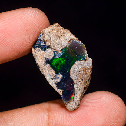 Black Opal 16.00 Carats | Natural Black Ethiopian Opal Rough - Ready for Cutting & Jewelry