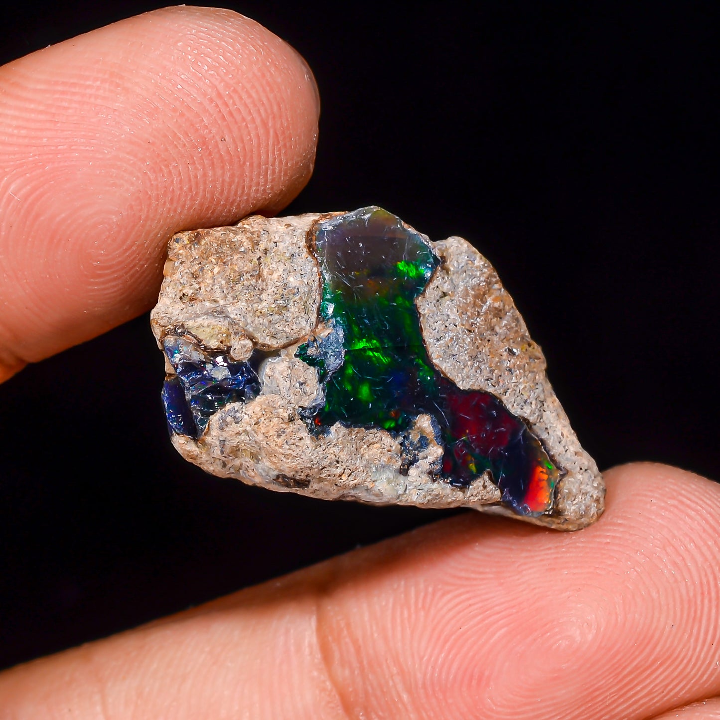 Black Opal 16.00 Carats | Natural Black Ethiopian Opal Rough - Ready for Cutting & Jewelry
