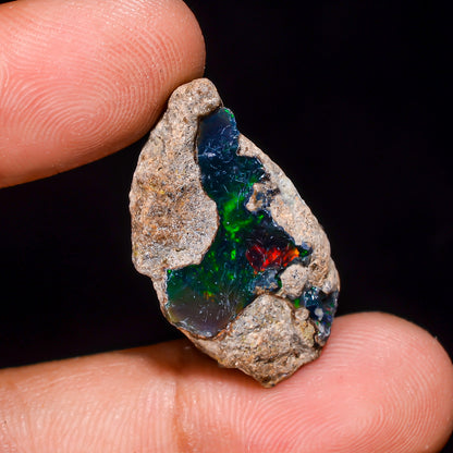 Black Opal 16.00 Carats | Natural Black Ethiopian Opal Rough - Ready for Cutting & Jewelry