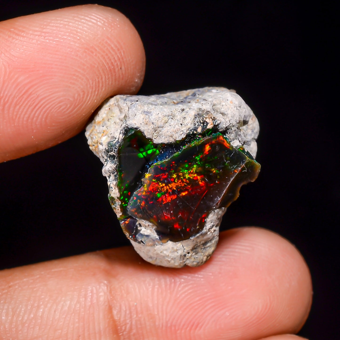 Black Opal 18.5 Carats | Natural Black Ethiopian Opal Rough - Ready for Cutting & Jewelry